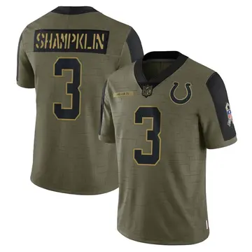 Nike Aaron Shampklin Men's Limited Indianapolis Colts Olive 2021 Salute To Service Jersey