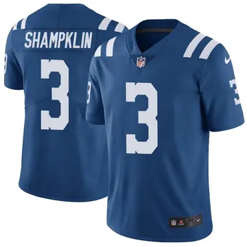 Nike Aaron Shampklin Men's Limited Indianapolis Colts Royal Color Rush Vapor Untouchable Jersey