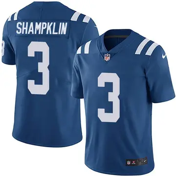 Nike Aaron Shampklin Men's Limited Indianapolis Colts Royal Team Color Vapor Untouchable Jersey
