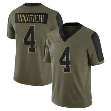 Nike Adam Vinatieri Men's Limited Indianapolis Colts Olive 2021 Salute To Service Jersey
