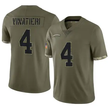Nike Adam Vinatieri Men's Limited Indianapolis Colts Olive 2022 Salute To Service Jersey