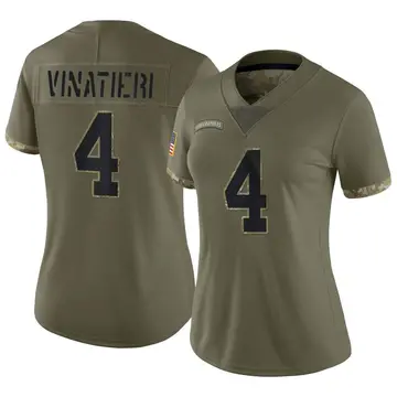 Nike Adam Vinatieri Women's Limited Indianapolis Colts Olive 2022 Salute To Service Jersey