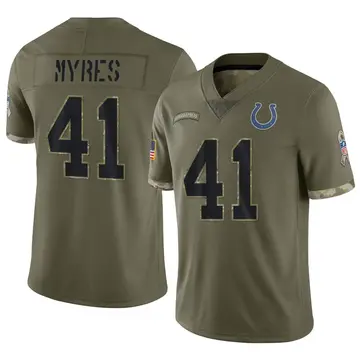 Nike Alexander Myres Youth Limited Indianapolis Colts Olive 2022 Salute To Service Jersey