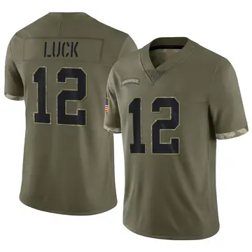 Nike Andrew Luck Men's Limited Indianapolis Colts Olive 2022 Salute To Service Jersey