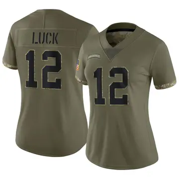Nike Andrew Luck Women's Limited Indianapolis Colts Olive 2022 Salute To Service Jersey