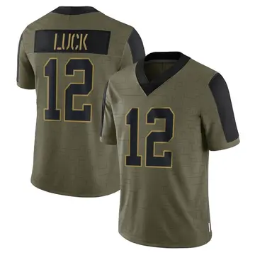 Nike Andrew Luck Youth Limited Indianapolis Colts Olive 2021 Salute To Service Jersey