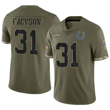 Nike Brandon Facyson Men's Limited Indianapolis Colts Olive 2022 Salute To Service Jersey