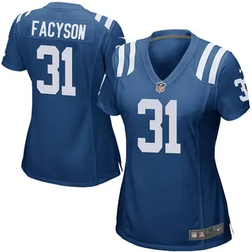 Nike Brandon Facyson Women's Game Indianapolis Colts Royal Blue Team Color Jersey