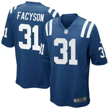 Nike Brandon Facyson Youth Game Indianapolis Colts Royal Blue Team Color Jersey