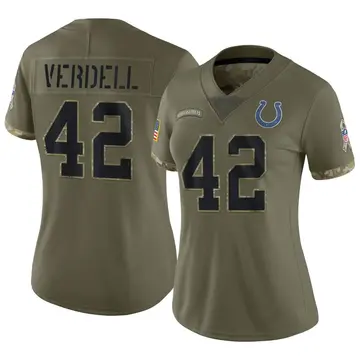 Nike CJ Verdell Women's Limited Indianapolis Colts Olive 2022 Salute To Service Jersey