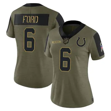 Nike Isaiah Ford Women's Limited Indianapolis Colts Olive 2021 Salute To Service Jersey