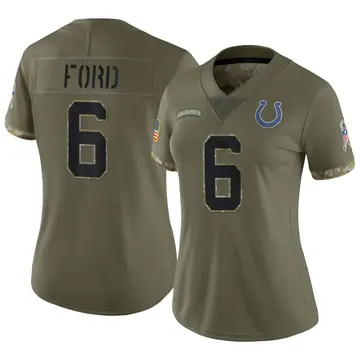 Nike Isaiah Ford Women's Limited Indianapolis Colts Olive 2022 Salute To Service Jersey