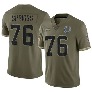 Nike Jason Spriggs Men's Limited Indianapolis Colts Olive 2022 Salute To Service Jersey