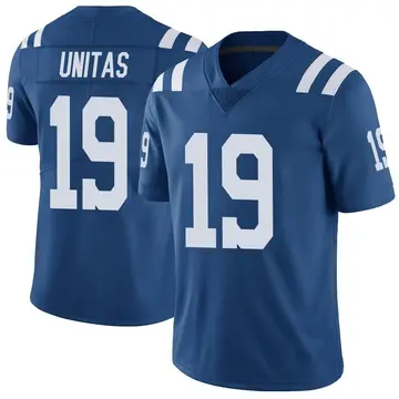 Nike Johnny Unitas Men's Limited Indianapolis Colts Royal Color Rush Vapor Untouchable Jersey