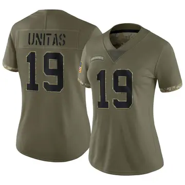 Nike Johnny Unitas Women's Limited Indianapolis Colts Olive 2022 Salute To Service Jersey