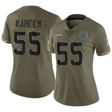Nike Khalid Kareem Women's Limited Indianapolis Colts Olive 2022 Salute To Service Jersey