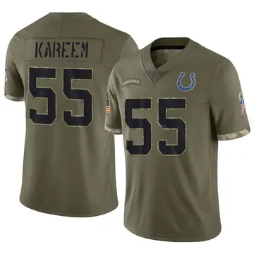 Nike Khalid Kareem Youth Limited Indianapolis Colts Olive 2022 Salute To Service Jersey