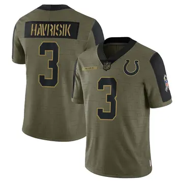 Nike Lucas Havrisik Men's Limited Indianapolis Colts Olive 2021 Salute To Service Jersey