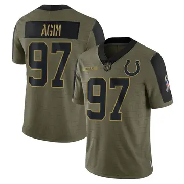 Nike McTelvin Agim Men's Limited Indianapolis Colts Olive 2021 Salute To Service Jersey