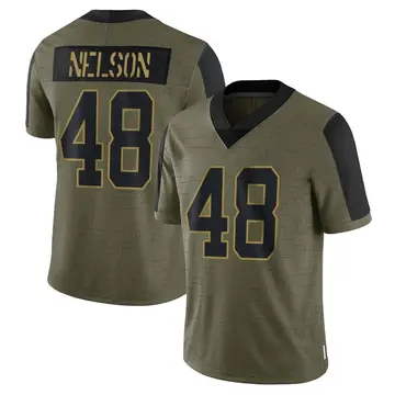 Nike Nick Nelson Men's Limited Indianapolis Colts Olive 2021 Salute To Service Jersey