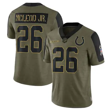 Nike Rodney McLeod Jr. Men's Limited Indianapolis Colts Olive 2021 Salute To Service Jersey