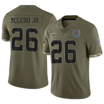 Nike Rodney McLeod Jr. Men's Limited Indianapolis Colts Olive 2022 Salute To Service Jersey