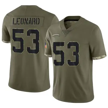 Nike Shaquille Leonard Youth Limited Indianapolis Colts Olive 2022 Salute To Service Jersey